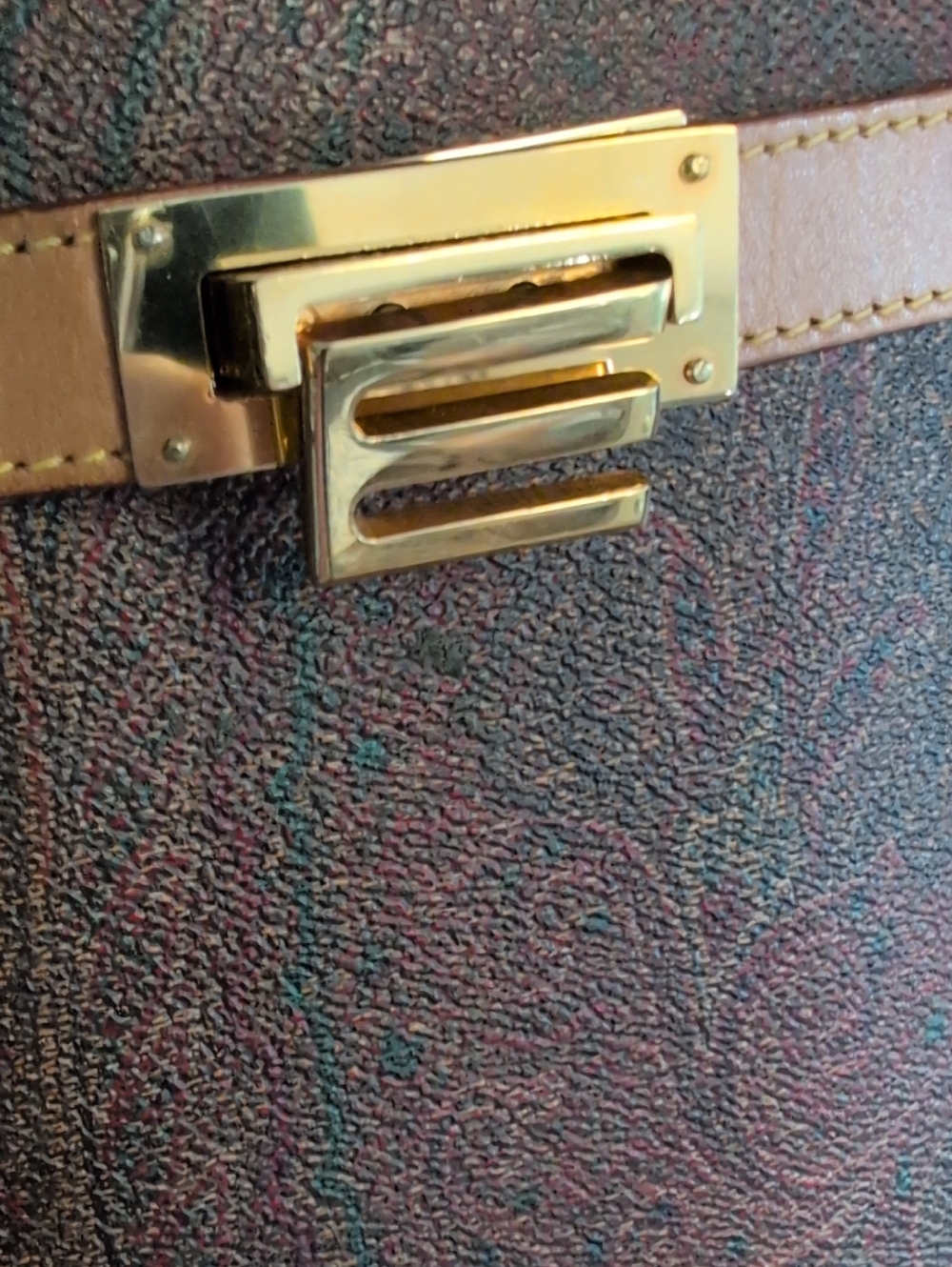 Etro Paisley Coated Canvas Vachetta Leather Laptop Briefcase Shoulder Bag - Picture 15 of 16